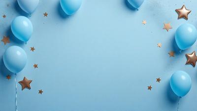 The primary subject of the image is a blue wall with a pattern of stars. The setting is a room with a blue background, and the visual style is a digital art or illustration. The dominant colors are blue and white, creating a calm and serene atmosphere.