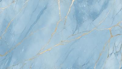 The primary subject of the image is a blue marble wall with gold veins. The setting is a room with a blue marble wall as the main focus. The visual style is a photo of the marble wall. The dominant colors are blue and gold, creating a luxurious and elegant atmosphere.