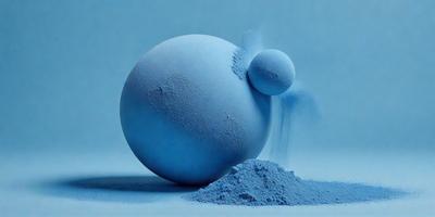 The primary subject of the image is a blue ball, which is the main object, scene, or focus of the image. The setting or background of the image is a blue surface, which adds to the overall atmosphere. The visual style of the image is a photo, capturing the blue ball in its natural environment. The colors and mood of the image are predominantly blue, creating a calm and serene atmosphere.