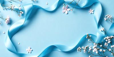 The primary subject of the image is a blue sheet with white flowers on it. The setting is a blue background, and the visual style appears to be a photo. The colors and mood of the image are predominantly blue and white, creating a calm and serene atmosphere.