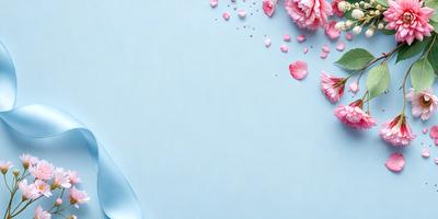 The primary subject of the image is a close-up of a pink flower. The setting is a blue background, which creates a contrast with the pink flower. The visual style is a photo, capturing the beauty of the flower in detail. The colors and mood of the image are predominantly pink, creating a warm and inviting atmosphere.