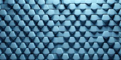 The primary subject of the image is a blue wall with a pattern of blue and white geometric shapes. The setting is a room with a blue wall, and the visual style is a close-up of the wall. The dominant colors are blue and white, creating a calm and soothing atmosphere.