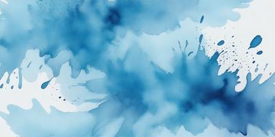 The primary subject of the image is a blue watercolor painting featuring a cloudy sky. The setting is a blue background, and the visual style is a watercolor painting. The dominant colors are blue and white, creating a calm and serene atmosphere.