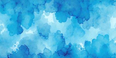The primary subject of the image is a blue cloudy sky with a few white clouds. The setting is an outdoor environment, and the visual style appears to be a watercolor painting. The dominant colors are blue and white, creating a calm and serene atmosphere.