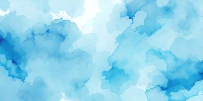 The primary subject of the image is a blue and white cloudy sky. The setting is a cloudy blue sky, and the visual style is a watercolor painting. The dominant colors are blue and white, creating a calm and serene atmosphere.