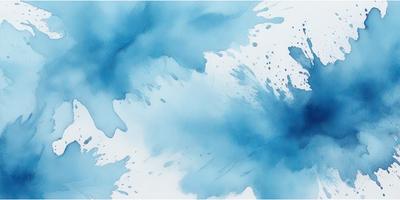 The primary subject of the image is a painting of a blue ocean with white and blue waves. The setting is a white background, and the visual style is a watercolor painting. The dominant colors are blue and white, creating a serene and calming atmosphere.