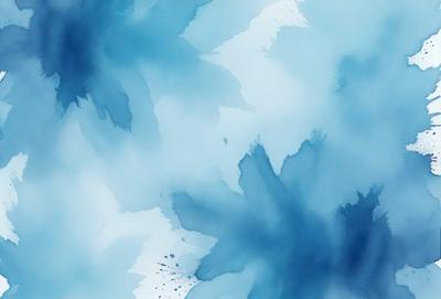 The primary subject of the image is a blue and white painting of a leaf. The setting is a blue background, and the visual style appears to be a digital art or illustration. The dominant colors are blue and white, creating a calm and serene atmosphere.