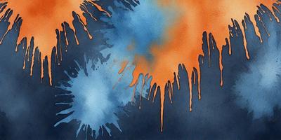 The primary subject of the image is a painting featuring a blue and orange color scheme. The setting is a canvas, and the visual style is a painting. The dominant colors are blue and orange, creating a vibrant and lively atmosphere.