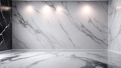 The primary subject of the image is a marble wall with a white background. The setting is a room with a large, white marble wall that is the main focus of the image. The visual style is a photo, and the colors and mood are predominantly white, giving the image a clean and elegant appearance.