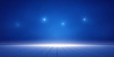 The primary subject of the image is a blue sky with three bright stars visible in the distance. The setting is a dark, starry night with a sense of depth and tranquility. The visual style is a combination of a photo and digital art, creating a unique and captivating atmosphere. The colors and mood are predominantly blue, with the stars adding a touch of brightness and contrast to the overall scene.