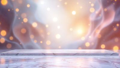 The primary subject of the image is a marble countertop with a white background. The visual style is a photo, and the colors and mood are predominantly white and clean.