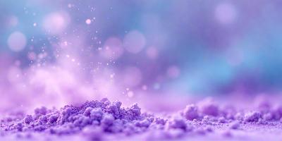 The primary subject of the image is a purple substance, which appears to be a powder or a frosty substance. The setting is a purple background, which creates a visually striking contrast with the purple substance. The visual style of the image is a combination of a photo and digital art, as it has a slightly surreal and artistic quality. The colors and mood of the image are predominantly purple, giving it a cool and calming atmosphere.