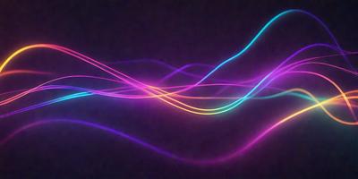 The primary subject of the image is a colorful, swirling pattern of light, which appears to be a digital art or illustration. The setting is a dark background, which contrasts with the vibrant colors of the light pattern. The visual style is modern and artistic, with the colors and mood evoking a sense of movement and energy.