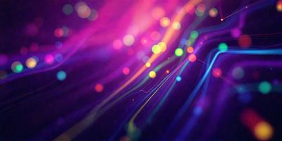 The primary subject of the image is a colorful, swirling pattern of light, which appears to be a digital art or illustration. The setting is a dark background, which contrasts with the vibrant colors of the light pattern. The visual style is a mix of digital art and illustration, creating a dynamic and visually appealing scene. The colors and mood of the image are predominantly bright and lively, with the swirling lights evoking a sense of movement and energy.