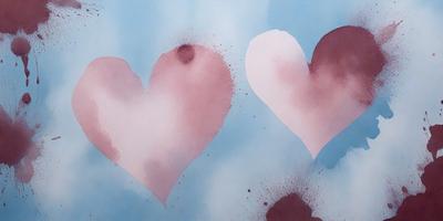 The primary subject of the image is a pair of pink hearts, which are the main objects in the scene. The hearts are placed on a blue background, creating a visually appealing contrast. The hearts are depicted as digital art, showcasing a creative and modern visual style. The dominant colors in the image are pink and blue, giving the scene a warm and inviting atmosphere.