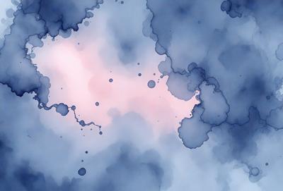 The primary subject of the image is a cloudy blue sky with a few white clouds. The setting is a blue background, and the visual style is a digital art or illustration. The colors and mood of the image are predominantly blue and cloudy, creating a serene and calming atmosphere.