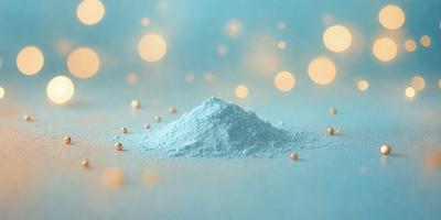 The primary subject of the image is a blue substance, possibly a powder or a blue-colored material, sitting on a blue surface. The setting appears to be a blue table or a blue background. The visual style of the image is a close-up of the blue substance, which gives it a prominent and detailed appearance. The colors and mood of the image are predominantly blue, creating a calm and serene atmosphere.