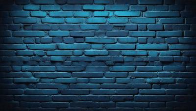 The primary subject of the image is a blue brick wall. The setting is a brick wall, and the visual style is a photo. The dominant colors are blue and white, creating a calm and serene atmosphere.