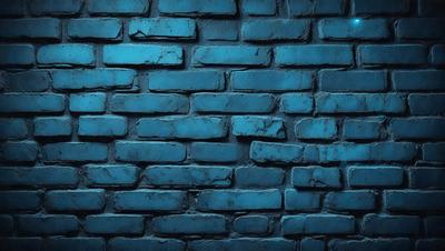 The primary subject of the image is a blue brick wall. The setting is a brick wall with a blue background, giving it a unique and striking appearance. The visual style is a close-up of the brick wall, emphasizing its texture and color. The dominant colors are blue and grey, creating a calm and soothing atmosphere.