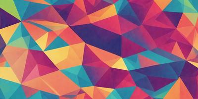 The primary subject of the image is a colorful, geometric pattern. The setting is a colorful background, and the visual style is a combination of digital art and illustration. The dominant colors are orange, blue, and purple, creating a vibrant and lively atmosphere.