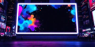 The primary subject of the image is a large, colorful painting or mural on a wall. The painting features a combination of bright colors and abstract shapes, creating a vibrant and lively atmosphere. The setting is indoors, likely in a gallery or exhibition space, as the painting is displayed on a wall. The visual style of the image is a mix of artistic expression and digital art, as the painting appears to be a digital creation or a painting that has been digitally manipulated. The colors and mood of the