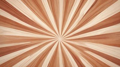 The primary subject of the image is a large, circular pattern made of wood. The pattern is visually striking and features a combination of wood grain and a contrasting color. The setting is a wooden surface, which serves as the background for the pattern. The visual style of the image is a close-up of the circular pattern, emphasizing its intricate details. The colors and mood of the image are warm and inviting, with the wood grain and contrasting color creating a sense of depth and texture.