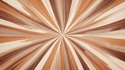 The primary subject of the image is a large, circular pattern made of wood. The setting is a wooden surface, possibly a table or a wall, with the circular pattern as the main focus. The visual style appears to be a combination of a photo and a digital art, illustration, or drawing. The dominant colors in the image are brown and white, creating a warm and natural atmosphere.