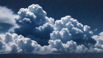 The primary subject of the image is a cloudy sky filled with numerous white clouds. The setting is a blue sky, which serves as the backdrop for the clouds. The visual style of the image is a photo, capturing the beauty of the cloudy sky. The colors and mood of the image are predominantly blue and cloudy, creating a serene and peaceful atmosphere.