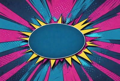 The primary subject of the image is a blue circle with a yellow sun in the middle. The circle is placed on a colorful background, which includes pink, yellow, and blue colors. The visual style of the image is a combination of digital art and illustration, giving it a vibrant and lively appearance. The overall atmosphere of the image is energetic and dynamic, with the bright colors and sun symbolizing warmth and positivity.