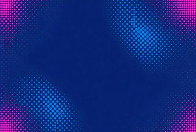 The primary subject of the image is a blue background with a pattern of white dots. The setting appears to be a dark room, and the visual style is a combination of a photo and a digital art. The dominant colors are blue and white, creating a calm and serene atmosphere.