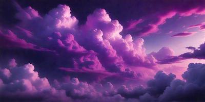 The primary subject of the image is a purple cloud with pink and white clouds in the background. The setting is a dark sky, and the visual style appears to be a digital art or illustration. The dominant colors in the image are purple, pink, and white, creating a moody and dramatic atmosphere.