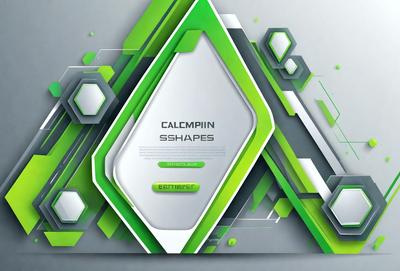 Primary subject: Calmpin Shapes
Setting/background: Green and white background
Visual style: Digital art
Colors and mood: Green and white