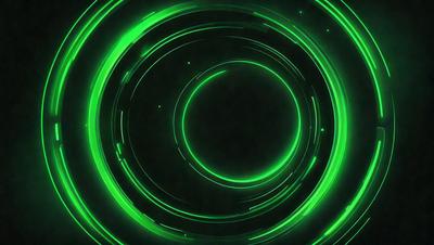 The primary subject of the image is a green circle, which appears to be a neon or glowing circle. The setting is a dark background, which contrasts with the bright green circle. The visual style is a close-up of the green circle, emphasizing its vibrant color. The colors and mood of the image are predominantly green, creating a lively and energetic atmosphere.