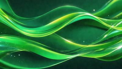 The primary subject of the image is a green, swirling, and flowing pattern. The setting is a dark background, which contrasts with the vibrant green color of the pattern. The visual style appears to be a digital art or illustration, as the pattern is intricate and detailed. The colors and mood of the image are predominantly green, creating a sense of calmness and tranquility.