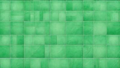 The primary subject of the image is a green tile wall. The setting is a room with a green tile floor. The visual style is a pattern of green tiles, creating a cohesive and visually appealing design. The colors and mood of the image are predominantly green, giving the space a calm and soothing atmosphere.