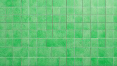 The primary subject of the image is a green tile wall. The setting is a room with a green tile floor. The visual style is a photo of a green tile wall. The dominant colors are green, and the overall atmosphere is calm and serene.