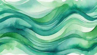 The primary subject of the image is a large body of water, possibly an ocean or a lake, with a lush green color. The water appears to be rippling and flowing, creating a sense of movement and depth. The setting is a natural environment, with the water being the main focus of the scene. The visual style of the image is a combination of watercolor and digital art, giving it a unique and artistic appearance. The dominant colors in the image are green and blue, creating a serene and calming atmosphere.