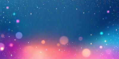 The primary subject of the image is a beautiful, colorful sky filled with stars. The setting is a nighttime scene, with the stars shining brightly against the dark blue background. The visual style is a combination of a photo and digital art, creating a stunning and captivating image. The colors and mood of the image are predominantly pink and blue, giving it a warm and serene atmosphere.