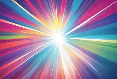 The primary subject of the image is a bright, colorful light source, possibly a sun or a light bulb, with a vibrant and lively atmosphere. The setting is a colorful background, which adds to the overall visual appeal of the scene. The visual style of the image is a combination of photo and digital art, creating a unique and eye-catching representation of the light source. The colors and mood of the image are predominantly bright and cheerful, with a sense of energy and excitement.