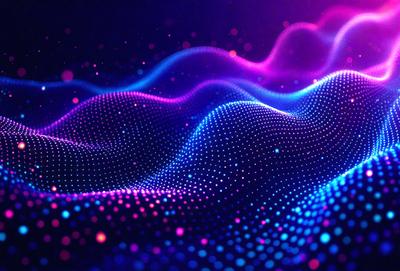 The primary subject of the image is a purple and blue patterned background. The setting is a dark background, which contrasts with the vibrant colors of the pattern. The visual style is a combination of digital art and illustration, creating a unique and eye-catching design. The colors and mood of the image are predominantly purple and blue, giving it a calm and soothing atmosphere.