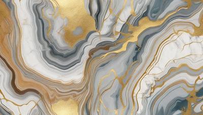 The primary subject of the image is a marble-like surface with gold accents. The setting is a stone-like surface with a gold-like pattern. The visual style is a combination of a photo and digital art, creating a unique and intricate design. The colors and mood of the image are predominantly gold and earthy tones, giving it a luxurious and elegant appearance.