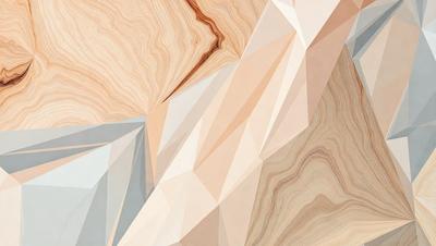 The primary subject of the image is a geometric pattern, which is a combination of triangles and rectangles. The setting is a wooden surface, possibly a table or a wall, with a natural wood grain texture. The visual style of the image is a mix of digital art and illustration, creating a unique and intricate design. The dominant colors in the image are shades of brown and white, giving the pattern a warm and earthy feel.