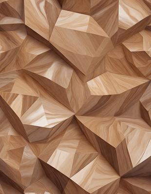 The primary subject of the image is a wooden surface with a unique and intricate design. The setting is a close-up view of the wooden surface, showcasing the details of the pattern. The visual style is a combination of a photo and digital art, creating a realistic yet artistic representation of the wooden surface. The colors and mood of the image are predominantly brown and earthy tones, giving the scene a natural and warm atmosphere.
