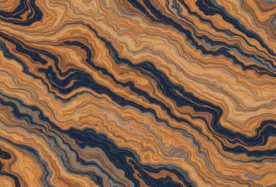 The primary subject of the image is a close-up of a wooden surface with a unique and intricate pattern. The setting is a wooden table, and the visual style appears to be a close-up of a textured surface. The colors and mood of the image are predominantly brown and orange, giving it a warm and natural atmosphere.