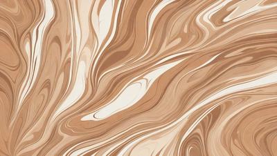 The primary subject of the image is a patterned wallpaper with a brown and white color scheme. The setting is a room with a wall adorned with this unique wallpaper. The visual style is a combination of a photo and a drawing, creating a textured and artistic appearance. The colors and mood of the image are warm and inviting, with the brown and white tones evoking a sense of comfort and coziness.