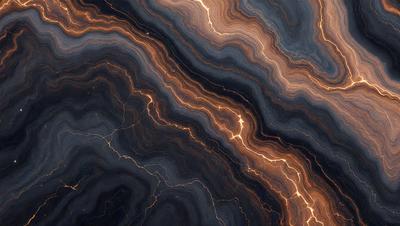 The primary subject of the image is a close-up of a marble-like surface with a pattern of light and dark streaks. The setting is a dark room, and the visual style appears to be a combination of a photo and a digital art or illustration. The colors and mood of the image are predominantly dark, with the light streaks adding a touch of brightness to the overall atmosphere.