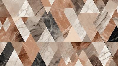 The primary subject of the image is a marble tile pattern. The setting is a marble tile floor, and the visual style is a combination of a photo and digital art. The colors and mood of the image are predominantly brown and white, giving it a natural and elegant appearance.