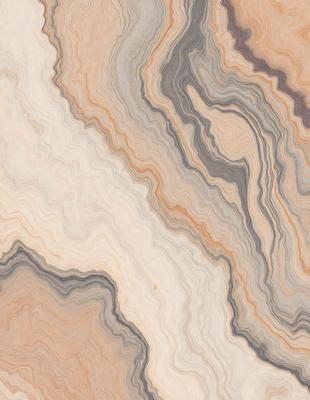 The primary subject of the image is a close-up of a marble-like stone with a patterned texture. The setting is a natural environment, possibly a rock formation or a stone wall. The visual style is a combination of a photo and a digital art, as it captures the intricate details of the stone's texture. The colors and mood of the image are predominantly earthy tones, giving it a natural and organic feel.