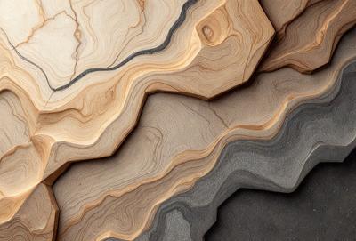 The primary subject of the image is a wooden surface with a unique and intricate pattern. The setting is a close-up view of the wooden surface, showcasing the details of the pattern. The visual style is a close-up of the wooden surface, which gives a sense of depth and texture. The colors and mood of the image are predominantly brown and earthy tones, creating a natural and organic atmosphere.