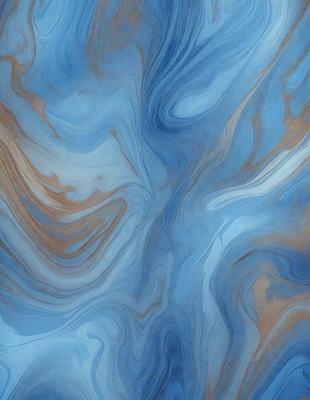 The primary subject of the image is a blue and white swirling pattern, which appears to be a painting or a digital artwork. The setting is a blue background, and the visual style is a combination of photo and digital art. The dominant colors are blue and white, creating a calming and serene atmosphere.